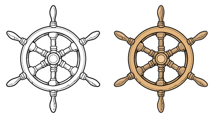 ガレー船の舵輪 © freehand