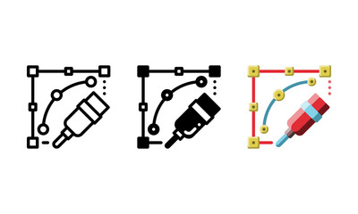 Path tool icon. With outline, glyph and flat styles
