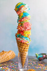 Rainbow ice cream cone