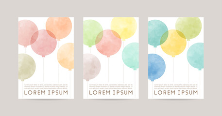 watercolor balloons illustration vector card set © Kbiscuit