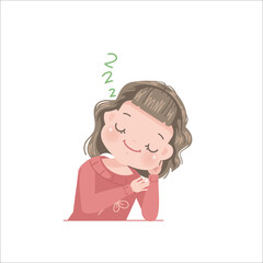 Expression little girl of positive feelings