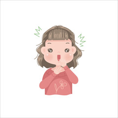 Expression little girl of positive feelings