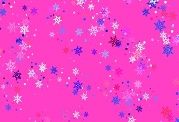 Fototapeta na wymiar Light Red vector template with ice snowflakes.