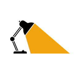 Desktop electric lamp flat design on yellow background vector illustration