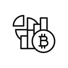 Bitcoin statistics. Money diagram chart icon line style isolated on white background. Vector illustration