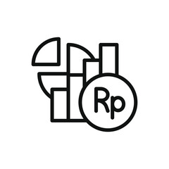 Rupiah statistics. Money diagram chart icon line style isolated on white background. Vector illustration