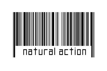 Barcode on white background with inscription natural action below