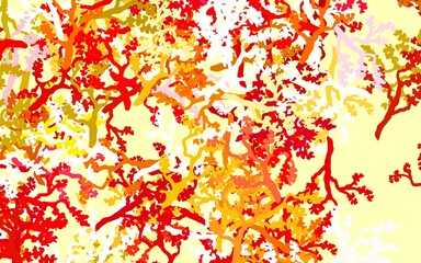 Light Green, Red vector doodle texture with leaves, branches.