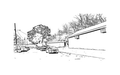 Fototapeta premium Building view with landmark of Montgomery is the city in Alabama. Hand drawn sketch illustration in vector.