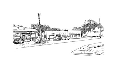Fototapeta premium Building view with landmark of Montgomery is the city in Alabama. Hand drawn sketch illustration in vector.
