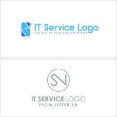 A set of IT service phone combination mark logo design