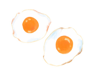 水彩風二つの目玉焼きのイラスト