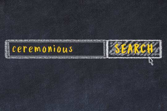 Chalk sketch of browser window with search form and inscription ceremonious