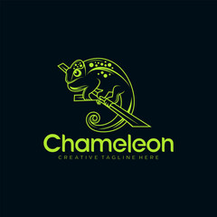 Chameleon mascot logo design vector illustration 