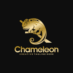 Chameleon mascot logo design vector illustration 