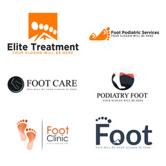 Vector illustration of foot care line art symbol logo design isolated on white background