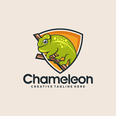Obraz premium Chameleon mascot logo design vector illustration 