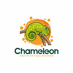 Chameleon mascot logo design vector illustration 