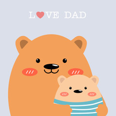 Cute father and son bear vector for father’s day card design