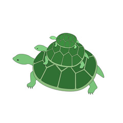 亀の親子のベクターイラスト