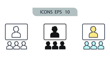 Video conference icons  symbol vector elements for infographic web