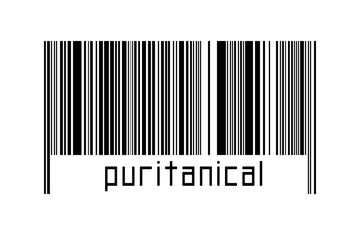 Barcode on white background with inscription puritanical below