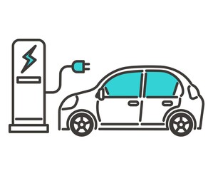 シンプルで使いやすい電気自動車のベクターイラスト素材／EV／エコ／チャージ