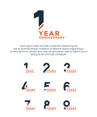 set anniversary logo style black and orange color isolated on white background for great event