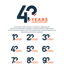 set anniversary logo style black and orange color isolated on white background for great event
