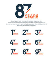 set anniversary logo style black and orange color isolated on white background for great event