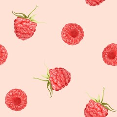 seamless pattern with raspberries