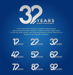 Fototapeta premium set anniversary silver color with slash on blue background can be use for celebration event