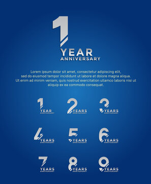 set anniversary silver color with slash on blue background can be use for celebration event