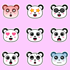 Cute panda cartoon character with different emotions. Perfect for sending expressive messages on social media to friends, family and more.