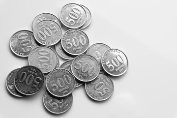 Indonesian 500 rupiah coin on white background isolated. money concept