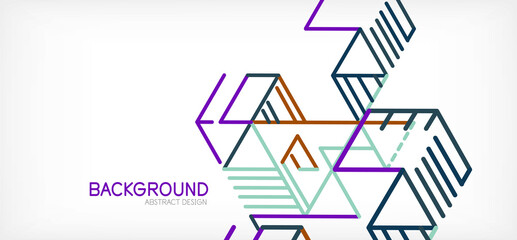 Abstract background. Color lines on white background. Linear abstract composition. Techno or business concept for wallpaper, banner, background, landing page