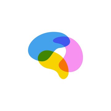 Colorful Brain Overlapping Overlap Logo Vector Icon Illustration