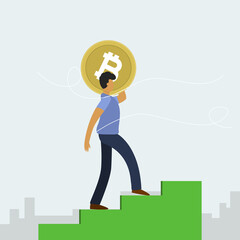 business person with crypto graph