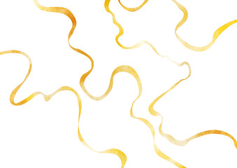 金色のリボンの背景　水彩テクスチャー