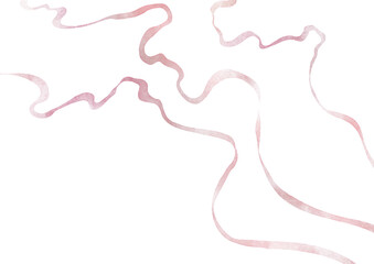 ピンク色のリボンの背景　水彩テクスチャー