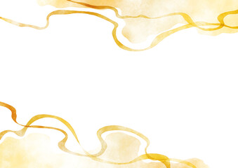 金色のリボンの背景　水彩テクスチャー