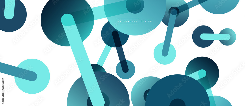 Poster line points connections geometric abstract background. circles connected by lines. trendy techno bus