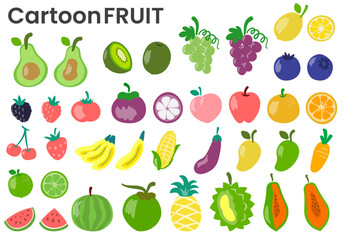 Vector illustration of fruits with colorful isolated elements 