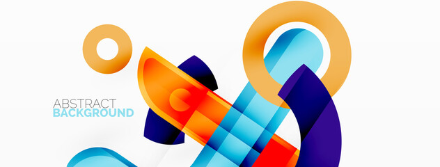 Minimalist geometric abstract background. Lines, circles with shadow effects composition wallpaper design