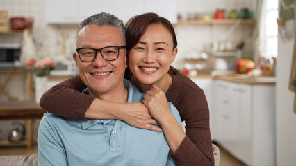 asian multi-generational relatives people family portrait concept. Loving caring grown up daughter...
