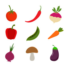 vegetable set illustration vector, cartoon