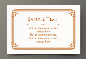 高級感のあるカードデザイン。アンティークな装飾デザイン。エレガントな縁の模様。