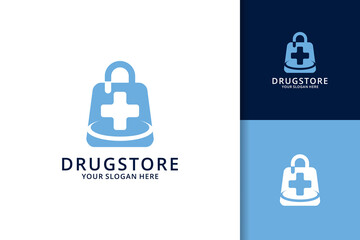 drug store logo with cross bag concept