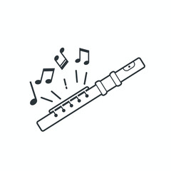 illustration of flute, wind instrument, vector art.