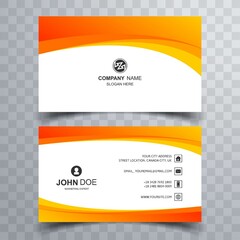 Business card template with abstract wave shapes background